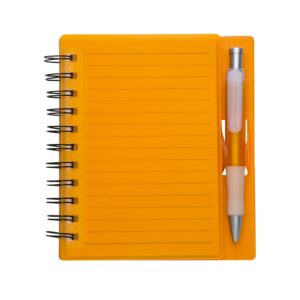 CADERNETA PLÁSTICA C/ CANETA