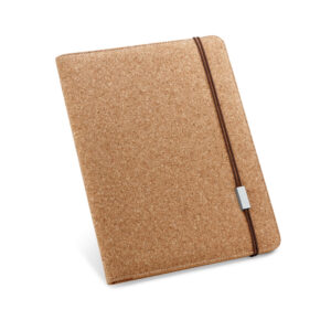 Pasta A4 em cortiça com bloco de 40 páginas lisas