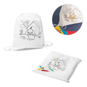 Sacola tipo mochila para colorir em non-woven (80 g/m²)