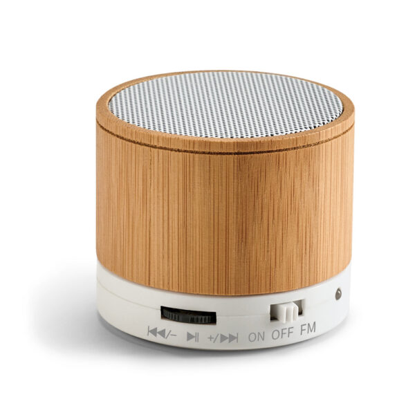 Caixa de som em bambu com microfone - Imagem 4
