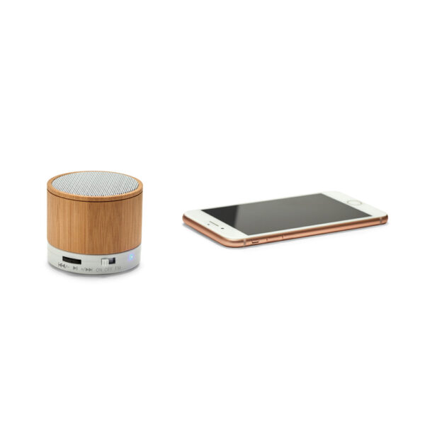 Caixa de som em bambu com microfone - Imagem 6