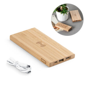 Bateria portátil em bambu 5'000 mAh