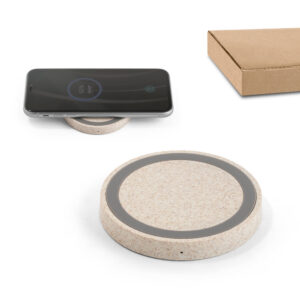 Carregador wireless em ABS e fibra de palha de trigo