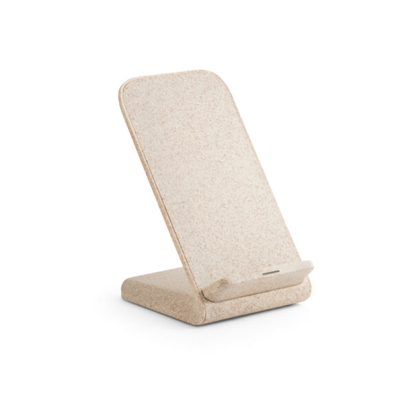 Suporte para celular com carregador wireless em fibra de palha de trigo e ABS - Imagem 4