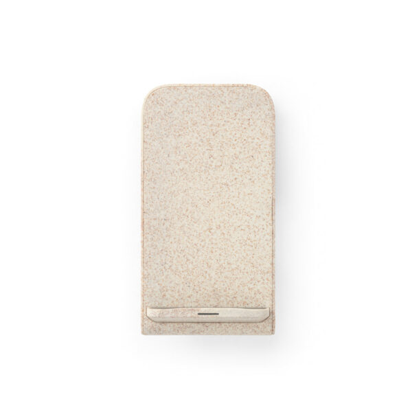 Suporte para celular com carregador wireless em fibra de palha de trigo e ABS - Imagem 2