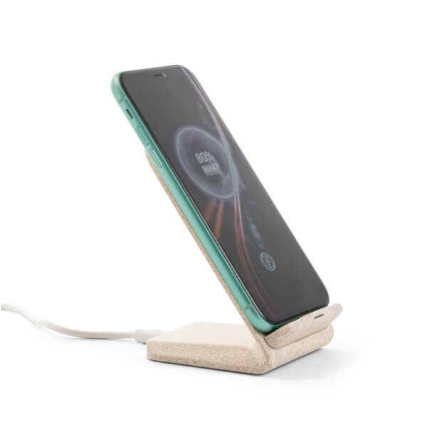 Suporte para celular com carregador wireless em fibra de palha de trigo e ABS - Imagem 6
