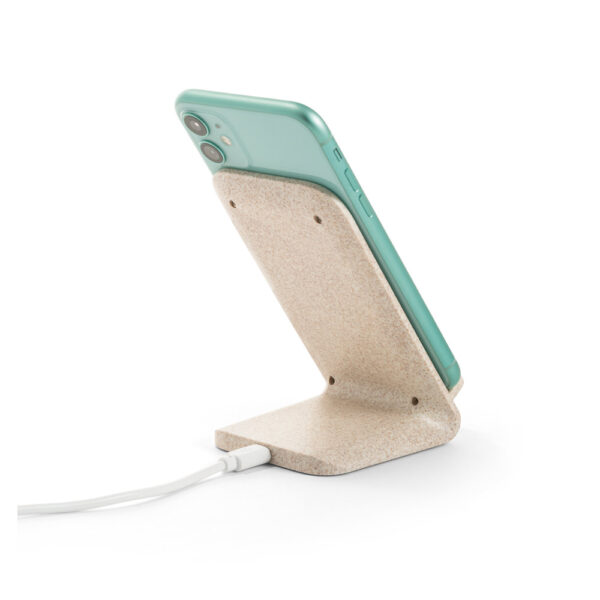 Suporte para celular com carregador wireless em fibra de palha de trigo e ABS - Imagem 7