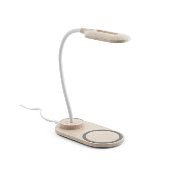 Luminária de mesa com carregador wireless em ABS e fibra de palha de trigo - Imagem 4