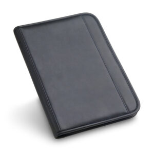 Pasta A4 em c.sintético com bolso frontal e fecho com páginas pautadas