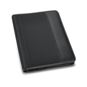 Pasta A4 em c. sintético e microfibra com 4 argolas e bloco de 40 páginas pautadas