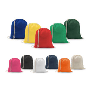 Sacola tipo mochila em 70% algodão reciclado e 30% poliéster reciclado (140 g/m²)