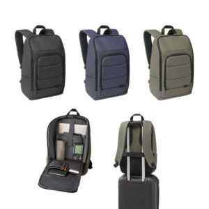 Mochila para notebook em 600D, poliéster reciclado (100% rPET), de alta densidade, com revestimento resistente à água 16"