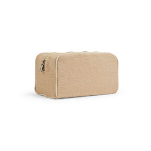 Bolsa de cosméticos em juco (mistura de algodão e juta, 260g/m²) em juco com interior forrado em 70% algodão reciclado e 30% poliéster reciclado