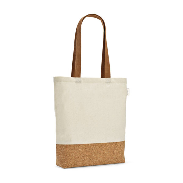 Sacola em 70% algodão reciclado e 30% poliéster reciclado (180 g/m²) com fundo em cortiça - Imagem 5