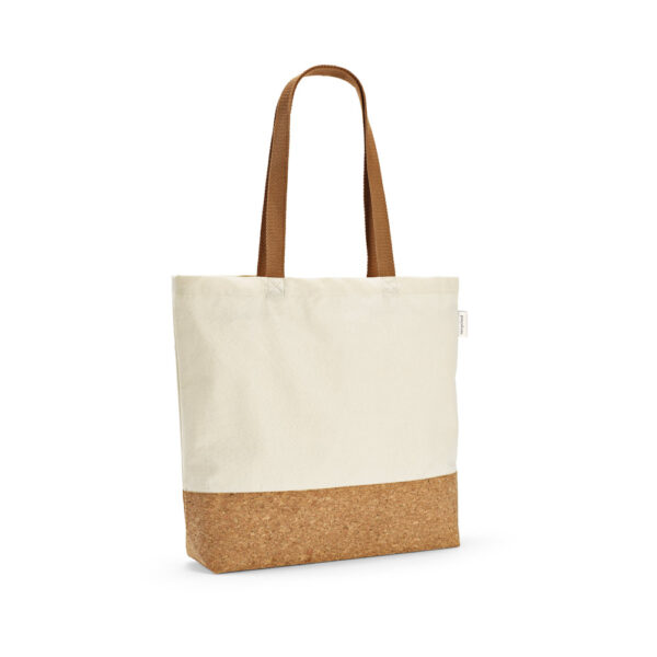 Sacola em 70% algodão reciclado e 30% poliéster reciclado (220 g/m²) com fundo em cortiça - Imagem 5