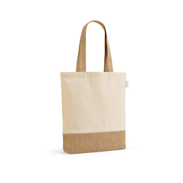 Sacola em 70% algodão reciclado e 30% poliéster reciclado (180 g/m²) com base em juta