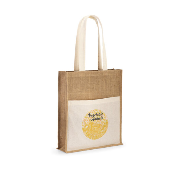 Sacola em juta (240 g/m²) e bolso em 100% algodão (140 gm²) - Imagem 2
