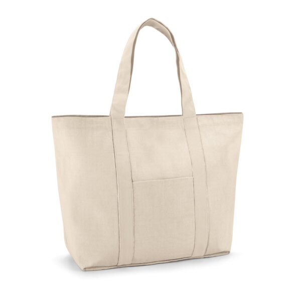 Sacola 100% algodão canvas (280 g/m²) com bolso frontal e bolso interior - Imagem 4
