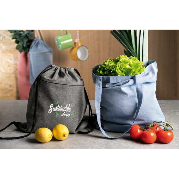 Sacola dobrável em 70% algodão reciclado e 30% poliéster reciclado (140 g/m²) sem tingimento - Imagem 3