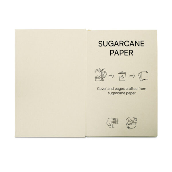 Caderno A5 de capa dura em papel à base de cana-de-açúcar (80% polpa da cana-de-açúcar) com folhas pautadas - Imagem 2