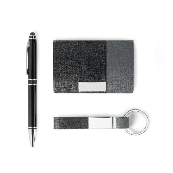Kit de porta cartões, chaveiro e esferográfica em c.sintético, metal e alumínio - Imagem 6