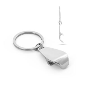 Chaveiro em metal com abridor de garrafas