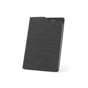 Caderno A5 de capa dura em tecido PET 100% reciclado com 160 páginas pautadas recicladas