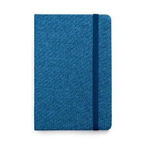 Caderno A5 em tecido poliéster com páginas pautadas