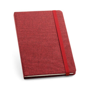 Caderno A5 em tecido poliéster com páginas pautadas