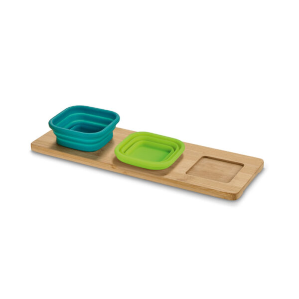 Base de mesa em bambu com 3 potes em silicone - Imagem 2