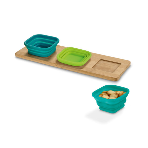 Base de mesa em bambu com 3 potes em silicone - Imagem 4