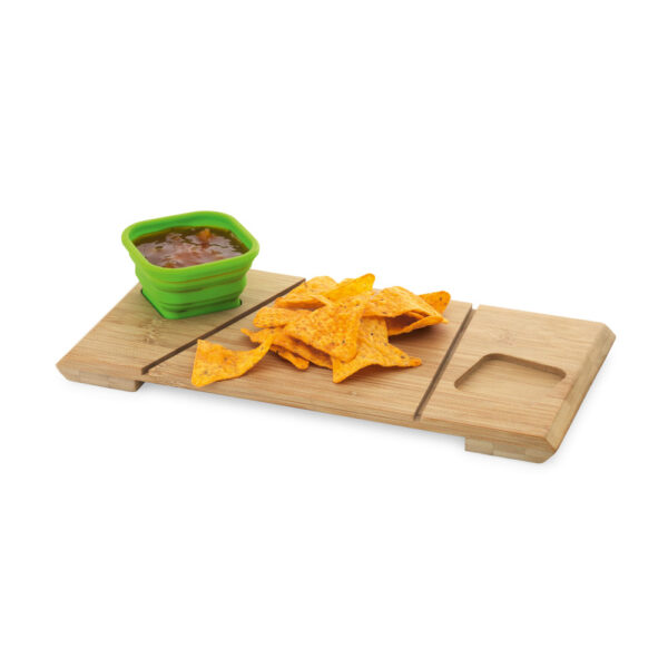 Base de mesa em bambu com 2 potes retráteis em silicone - Imagem 5