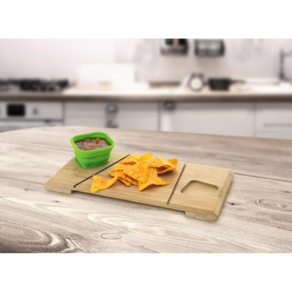 Base de mesa em bambu com 2 potes retráteis em silicone - Imagem 3
