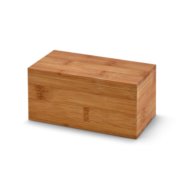 Caixa de chás em bambu com 2 compartimentos e fecho com ímã - Imagem 3