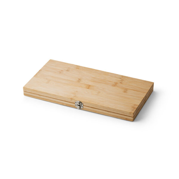 Kit churrasco em caixa bambu com 4 utensílios em aço inox e bambu - Imagem 4