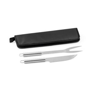 Kit churrasco em estojo em 210D com 2 utensílios em aço inox