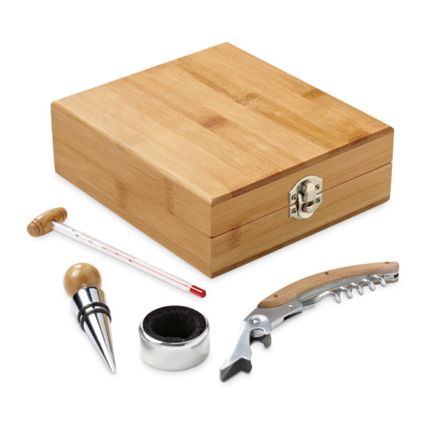 Conjunto para vinho em bambu e zinco - Imagem 3