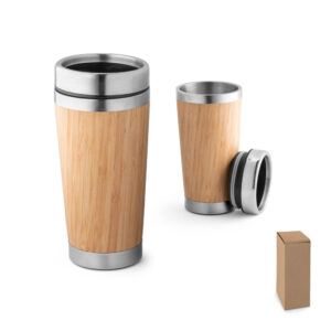Copo de viagem em bambu e aço inox 500 mL