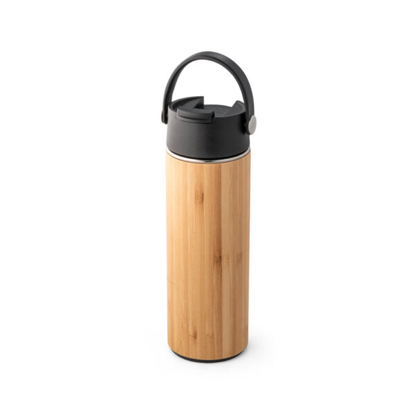 Squeeze térmica em bambu, aço inoxidável e PP 440 mL - Imagem 5