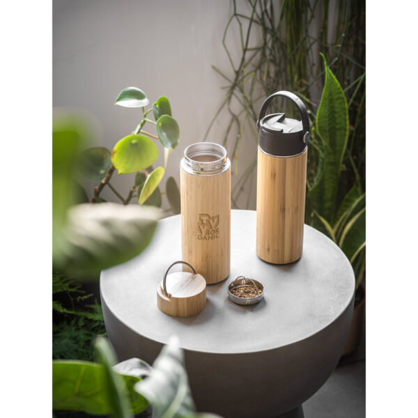 Squeeze térmica em bambu, aço inoxidável e PP 440 mL - Imagem 4