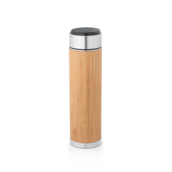 Squeeze térmico em aço inox reciclado e bambu com termómetro digital 430 mL - Imagem 4