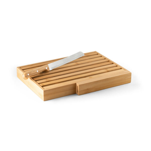 Tábua para pão em bambu com faca em aço inox - Imagem 6