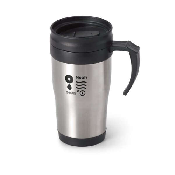 Caneca para viagem em aço inox e PP 420 mL - Imagem 2