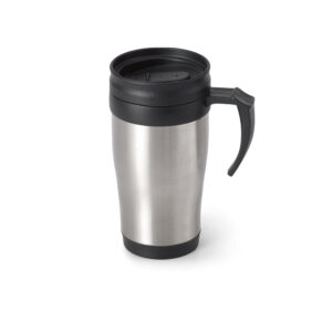 Caneca para viagem em aço inox e PP 420 mL