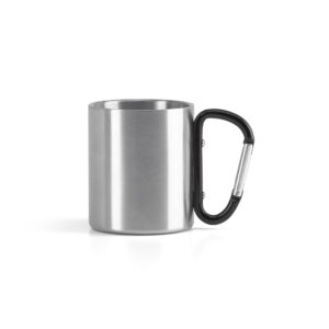 Caneca em aço inox, com pega em forma e função de mosquetão 230 mL