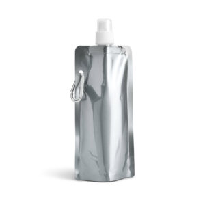 Squeeze dobrável em PE com bico de sistema "push-pull" e acabamento metalizado 460 mL