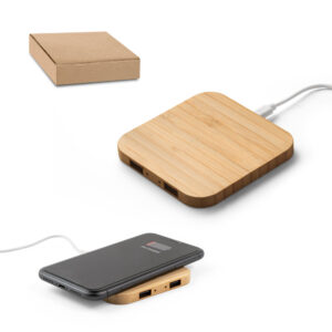 Carregador wireless super rápido em bambu 15 W