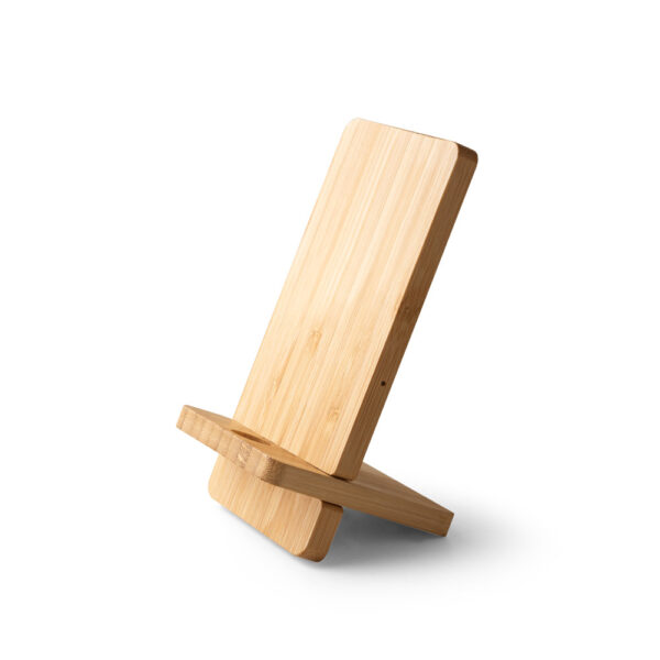 Carregador wireless super rápido e suporte em bambu para smartphone 10 W - Imagem 6
