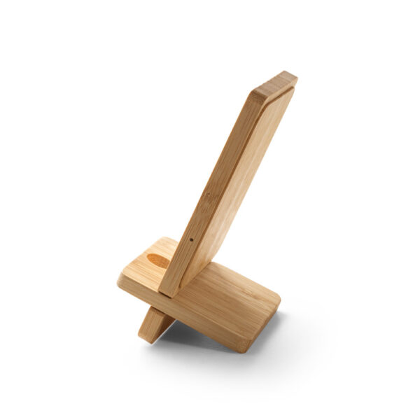 Carregador wireless super rápido e suporte em bambu para smartphone 10 W - Imagem 7