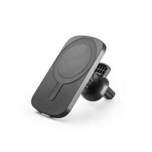 Carregador magnético wireless super-rápido em ABS 60% reciclado e silicone com a funcionalidade de suporte para carro
